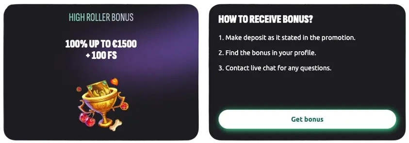 Hexabet High Roller Bonus